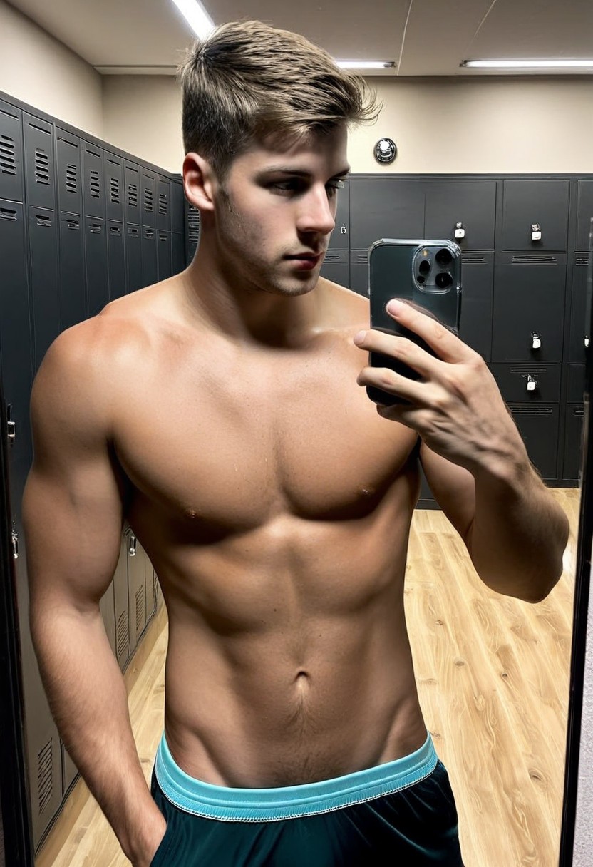 Theo gym selfie